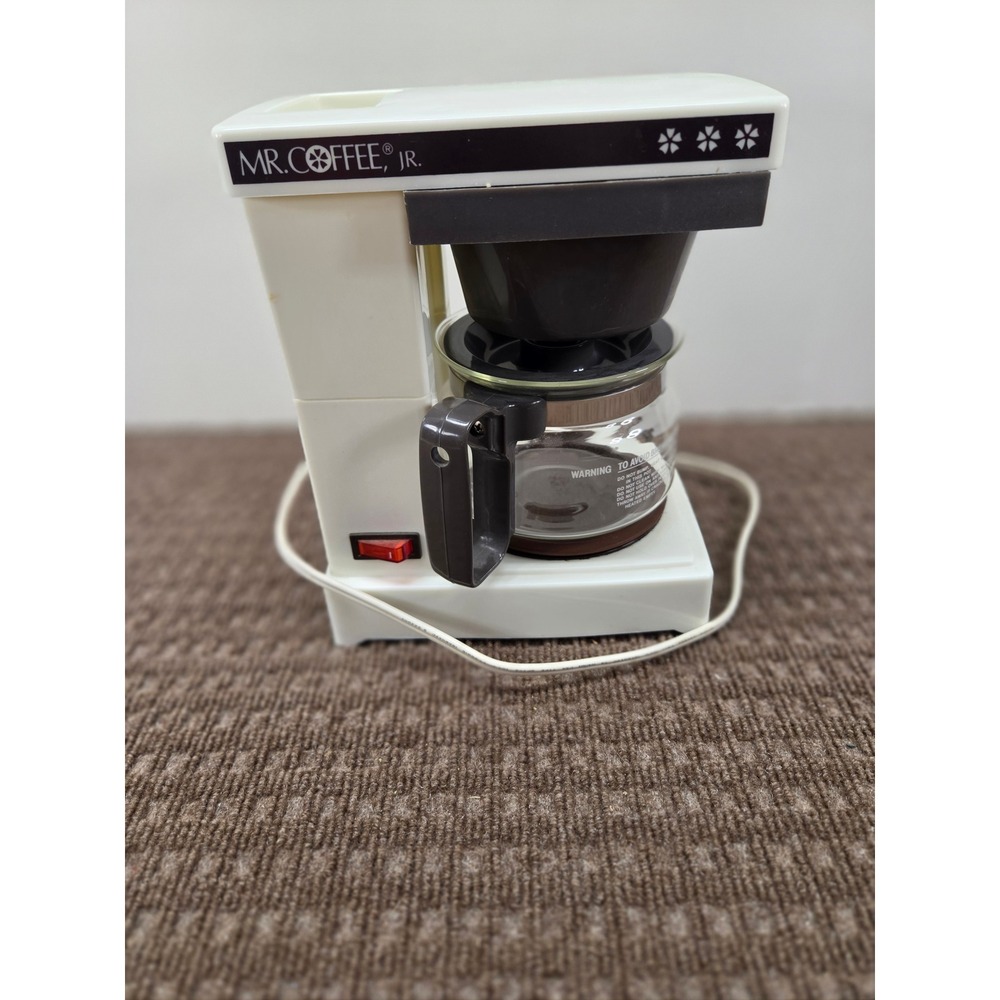 Vintage Mr Coffee Jr Drip Coffee Maker White Brown with Glass Carafe JR-4